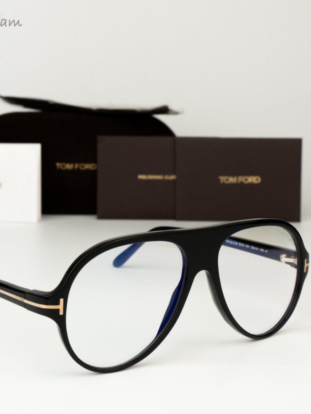 Tom Ford Women Eyeglasses Shiny Black Blue Block Pilot FT5012-B/V 001 BRAND NEW